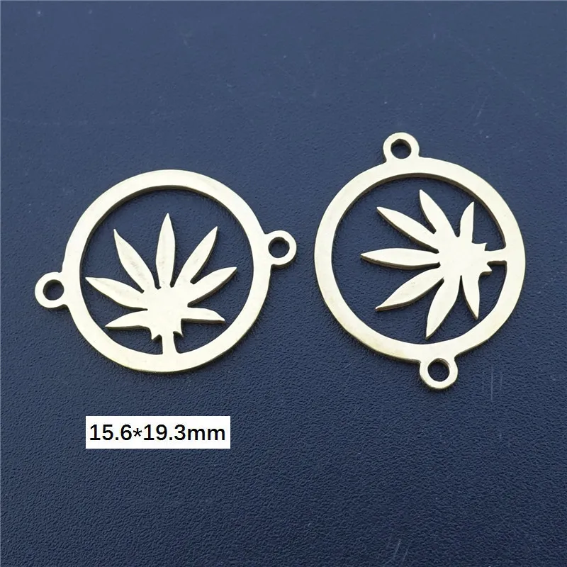 maple leaf Нержавеющая сталь, сделай сам, фурнитура для изготовления ювелирных изделий, настоящее позолоченное растение, жизнь елки, Рождественская Снежинка, лист лотоса, соединительные звенья в виде клевера - Цвет: maple leaf
