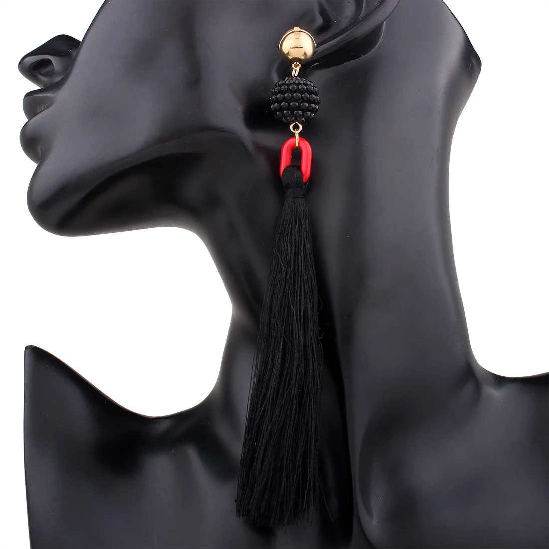 [Jimore] Черный Длинные кисточкой Серьги Новинка 2017 года Brincos Grandes модные Para Mulheres Для