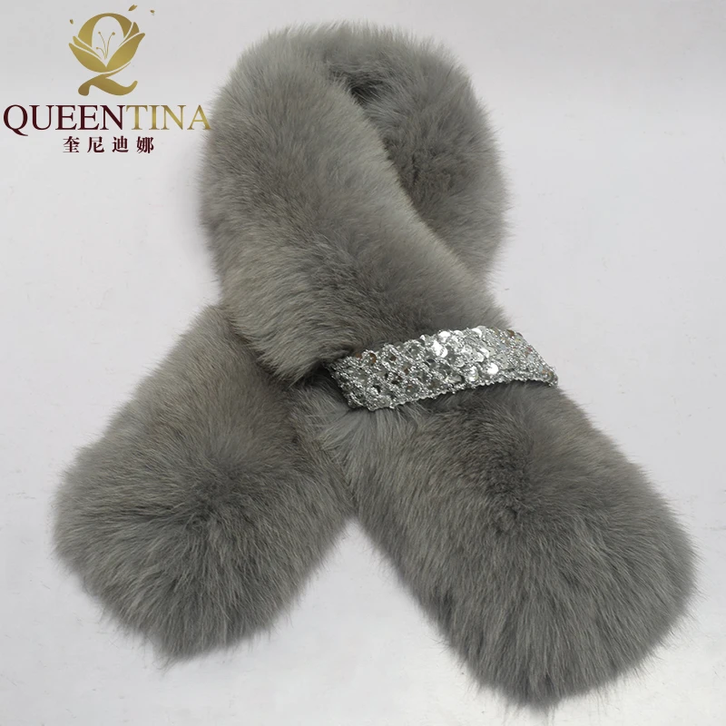 100% воротник из натурального меха роскошный Лисий мех кольцо ошейник шарф женский