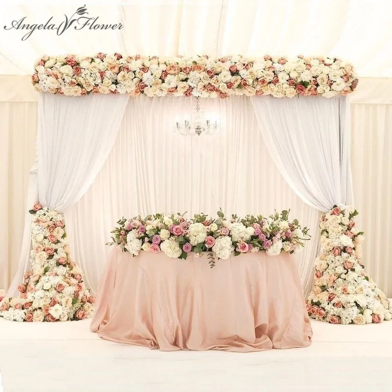 

1M/2M luxury artificial flower row arrangement decor for party wedding arch backdrop Road cited flower rose peony hydrangea mix