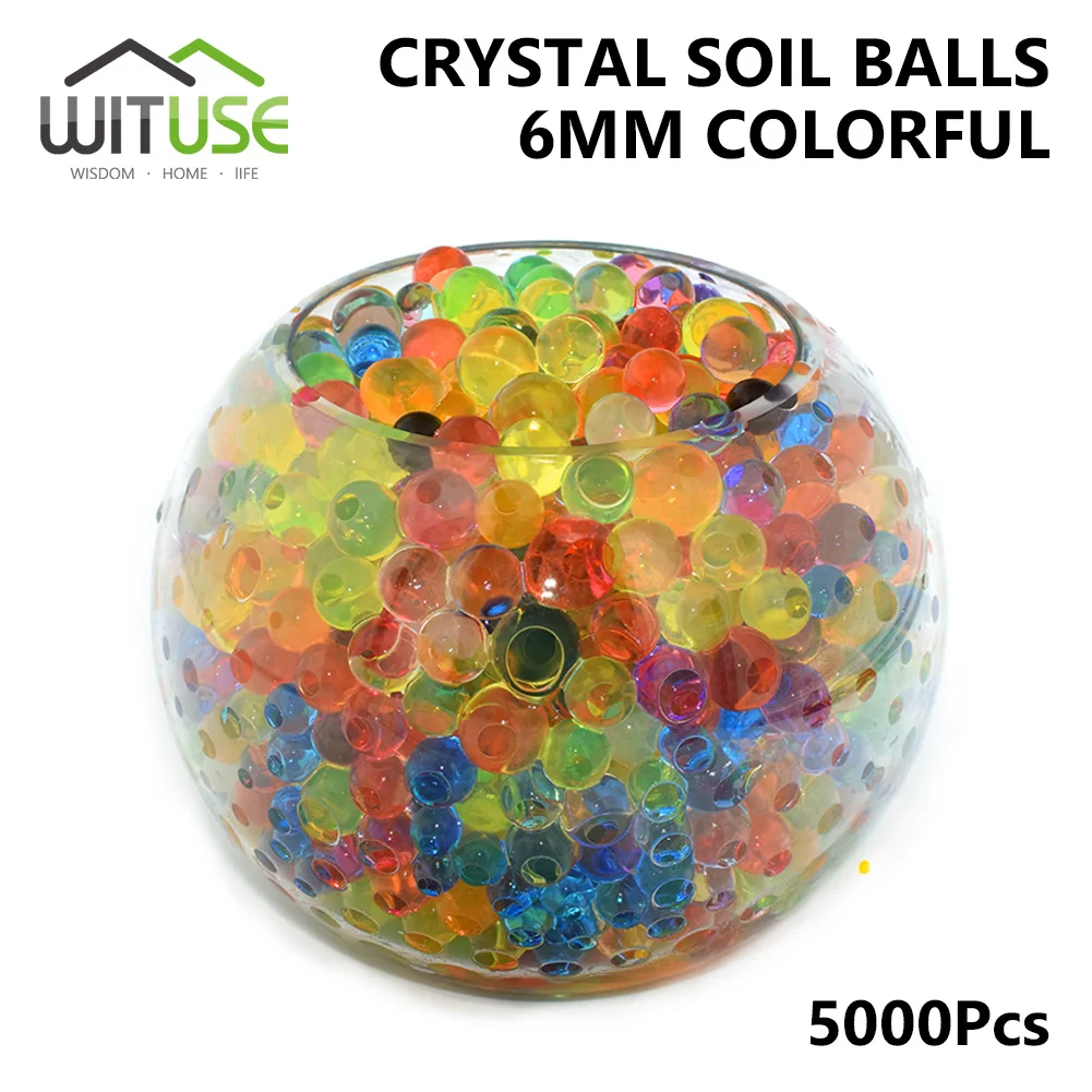 Colorful 5000 шт 6 мм в форме жемчуга 6-8 мм большой кристалл почвы воды бусинки грязи растут волшебный Желейный шарик детская игрушка Свадьба домашний декор гидрогелевые бусины - Цвет: Colorful