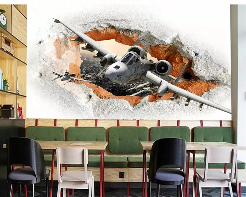 beibehang Custom wallpaper 3d photo mural fighter missile cafe restaurant personality wall papers home decor | Обустройство дома