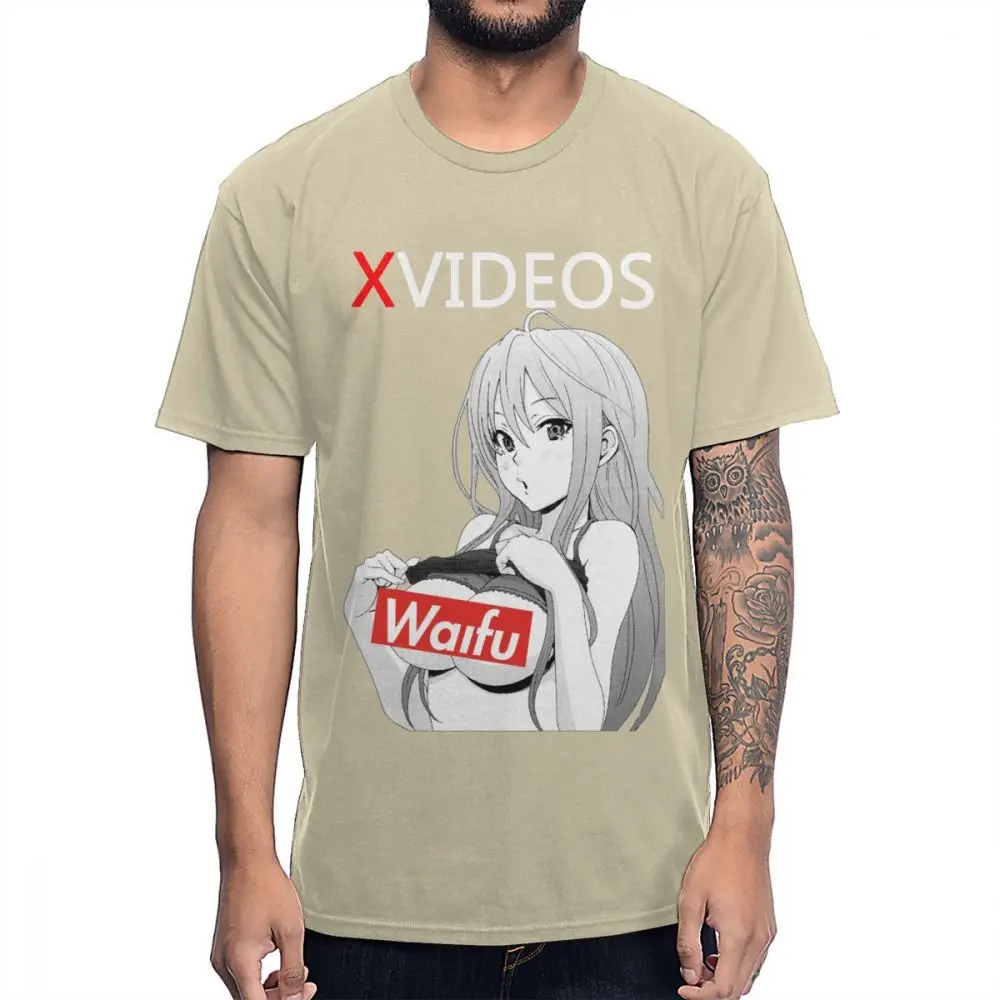 Хаки Новое поступление, XVideo, Сексуальная футболка с аниме Ahegao Waifu, хлопок, Круглый ворот, футболка большого размера - Цвет: Хаки