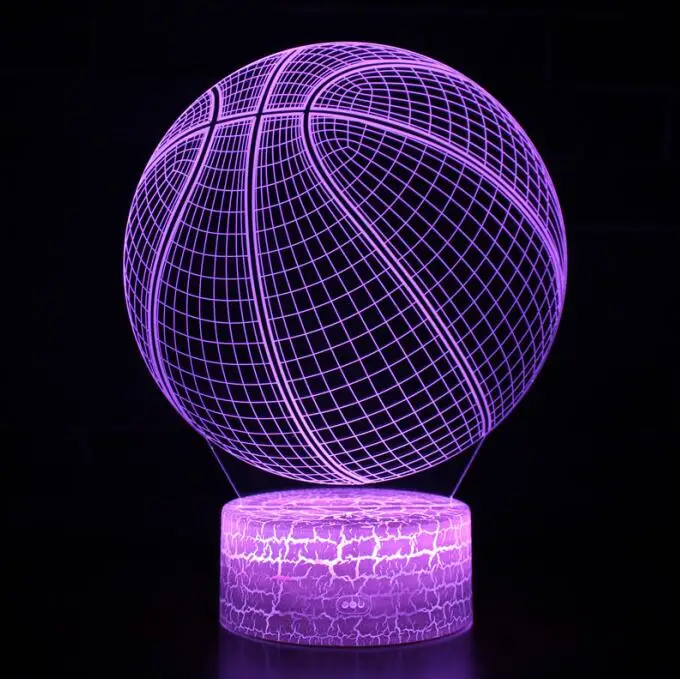 Футбол Баскетбол регби LED 3D Иллюзия визуальный ночник Творческий Спальня украшения Light Новинка лампы подарок сувенир - Испускаемый цвет: basketball 1