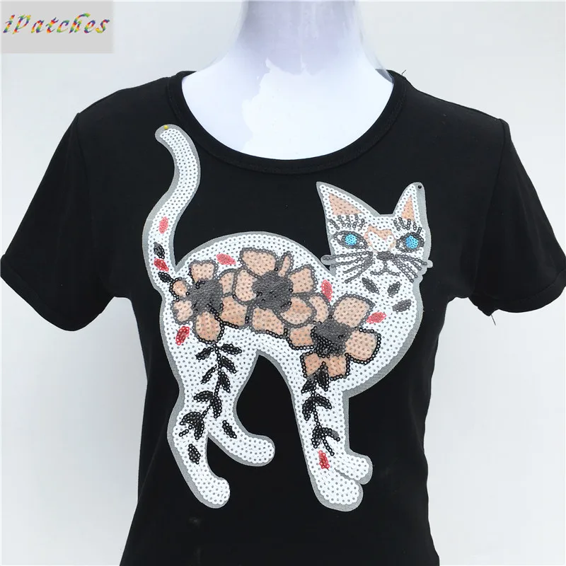 1 шт. патчи для одежды с рисунком кота кактуса ананаса и блестками|sequin patches|patches for