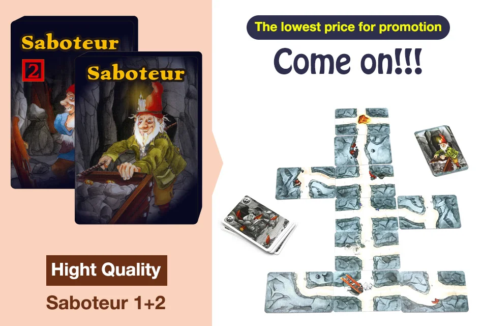 Saboteur 1 + 2 настольные игры полная английская база удлинитель карликовая игра для