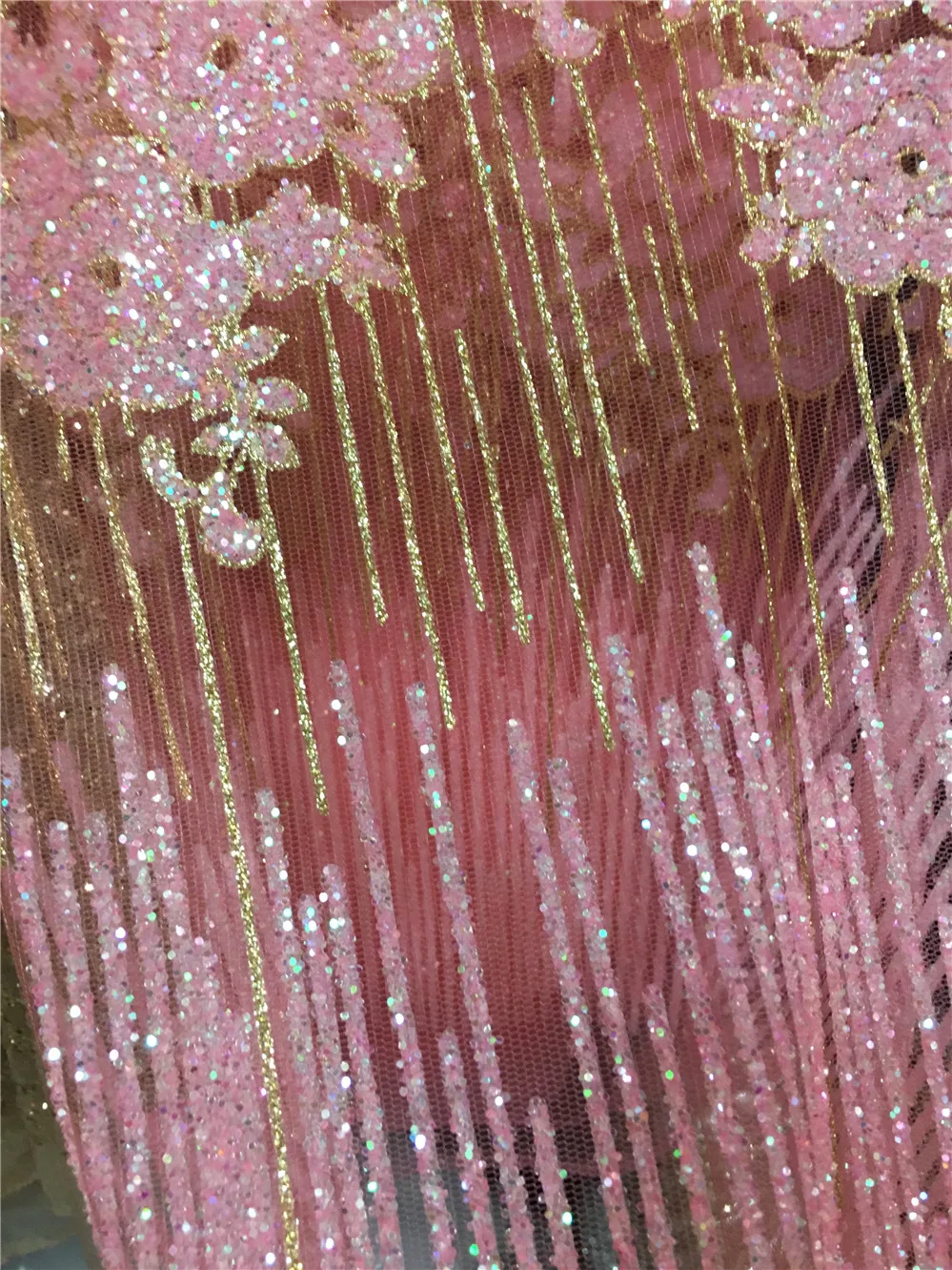 2017 персиковый цвет блестящая африканская французская кружевная ткань Высокое