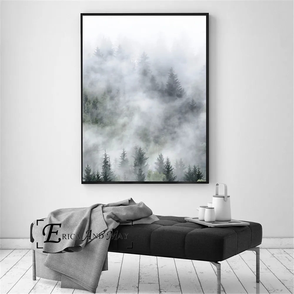 Настенная картина силуэт леса джунглей в скандинавском стиле Постер для