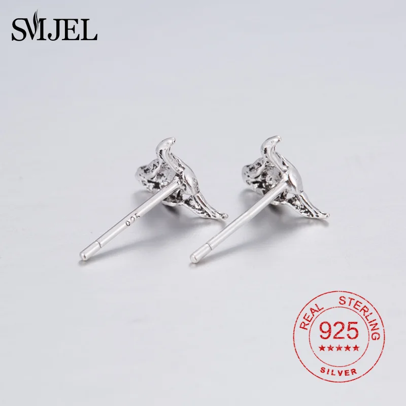 Мужские Серьги SMJEL в виде Головы Быка из стерлингового серебра 100% пробы ювелирные