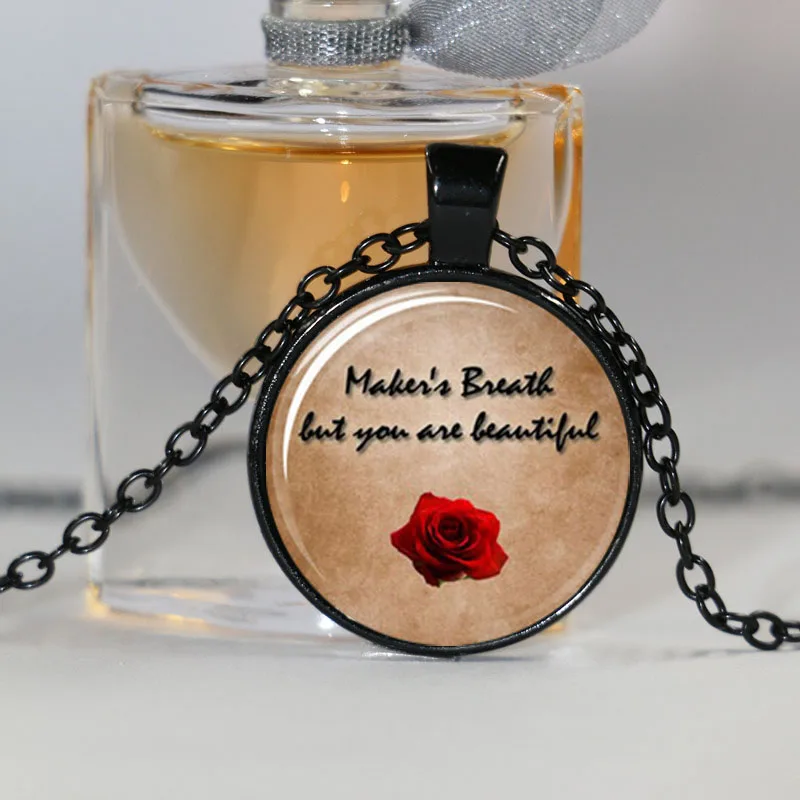 Розовая подвеска с цитатой Dragon Age Alistair но вы прекрасное ожерелье|beautiful necklace|quote
