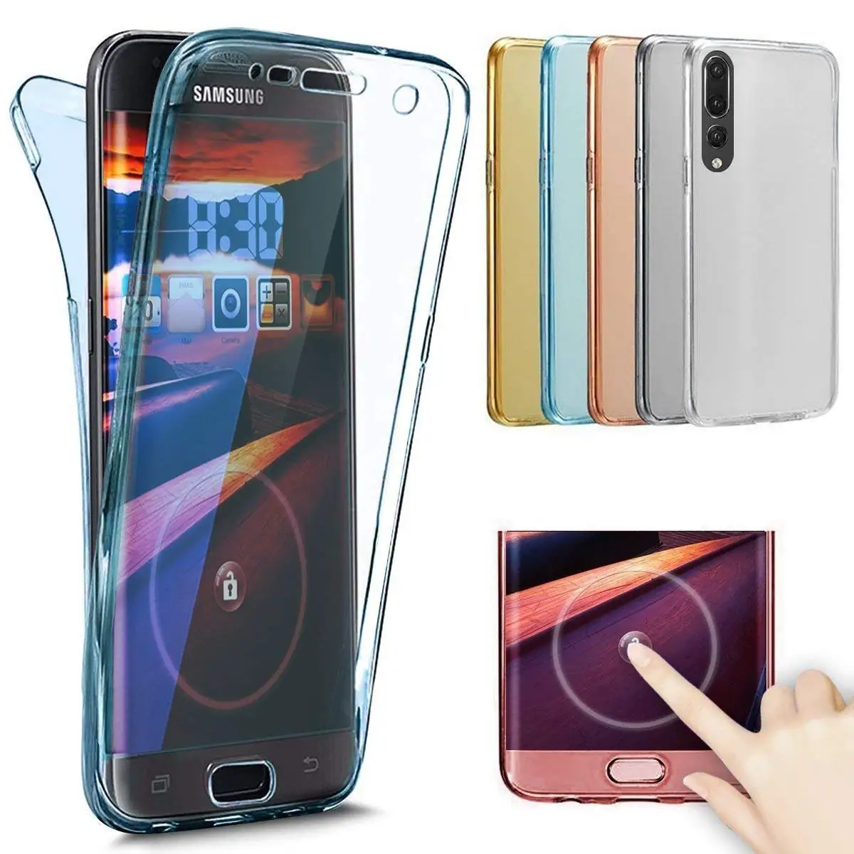 Двойной Мягкий силиконовый чехол для huawei P30 P20 Lite P Smart Plus Y9 Y7 Y6 Pro mate 20 Honor 10 Lite Nove 2i 3e чехол на весь корпус