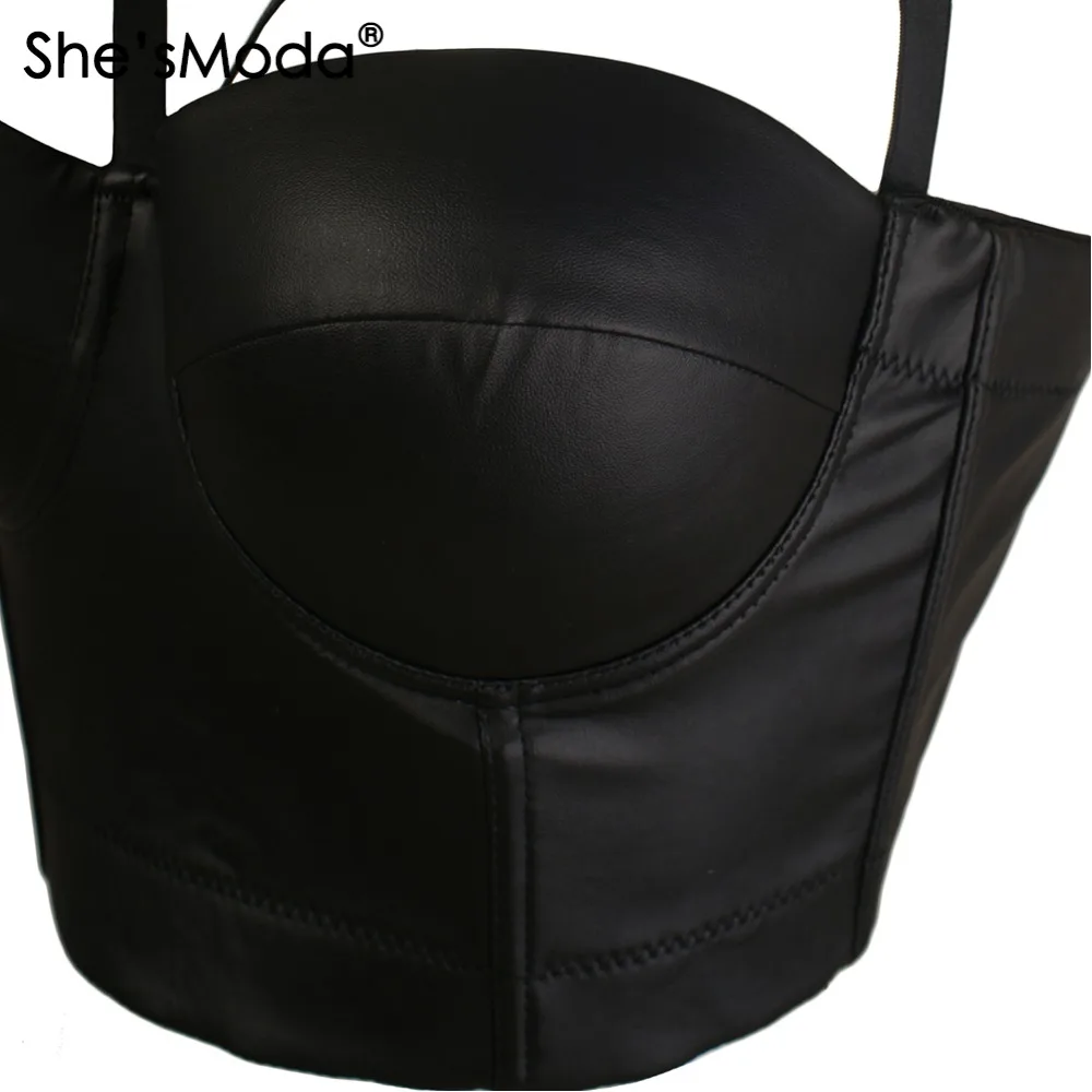 Матовый бюстгальтер She'sModa из искусственной кожи с вырезами и перекрестными