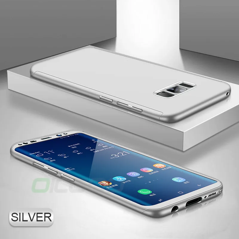 Серебристый OICGOO 360 полный защитный чехол для телефона для samsung Galaxy S10 S9 S8 Plus S7 Edge чехол для Galaxy Note 9 8 S10E S9 - Цвет: Серебристый