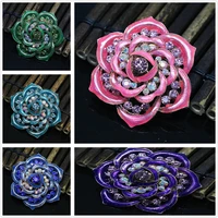 58mm vintage rose gold color flower brooches charms for women pins colorful crystal fashion accessories jewelry m