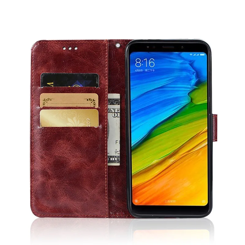 Чехол в стиле ретро для Xiaomi Redmi 5 Plus кожаный чехол-бумажник с магнитной застежкой