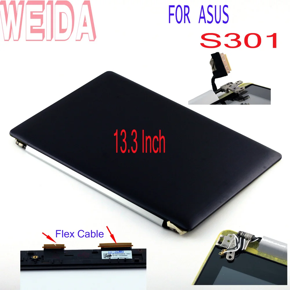 

WEIDA LCD Replacment 13.3" FOR ASUS S301 S301C S301CA LCD Display Touch Screen Assembly 1366X768