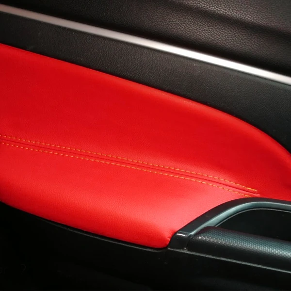 4pcs Red-Red line Для Mitsubishi ASX 2013 4 шт./компл. автомобильные дверные ручки подлокотник Панель чехол из кожи на основе микроволокна - Название цвета: 4pcs Red-Red line