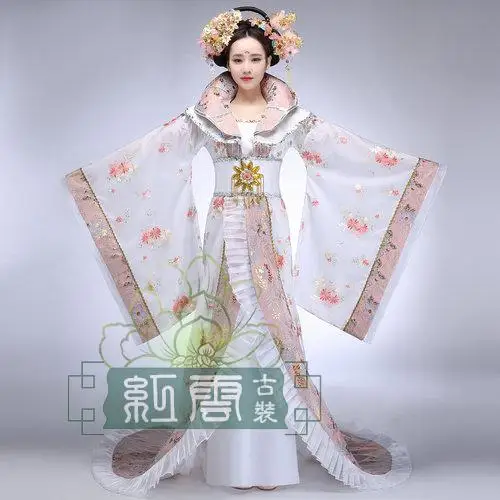 

Women's stand collar the noble temperament trailing dress the queen of the tang dynasty clothing Chinese ancient costume hanfu