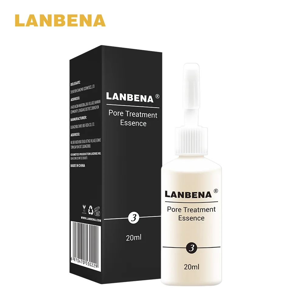 

3pcs Lanbena Ores Pores Shrink Serum 20ml Face Firming Acne Treatment Black Shrink Pores Treatment Essence Black Mask Partner