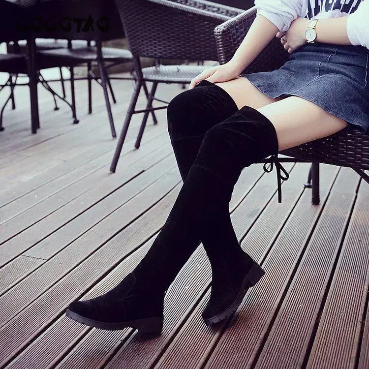 Замшевые Сапоги Новинка весна осень и зима женская обувь Хлопковые женские выше