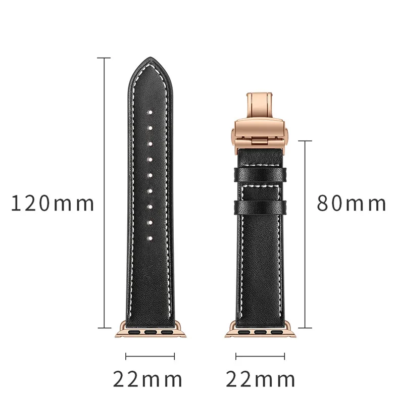 Серия 4 3 2 1 кожаный ремешок для apple watch Band 42 мм 38 мм iwatch 44 мм 40 мм соединитель из нержавеющей стали бабочка Пряжка запястье