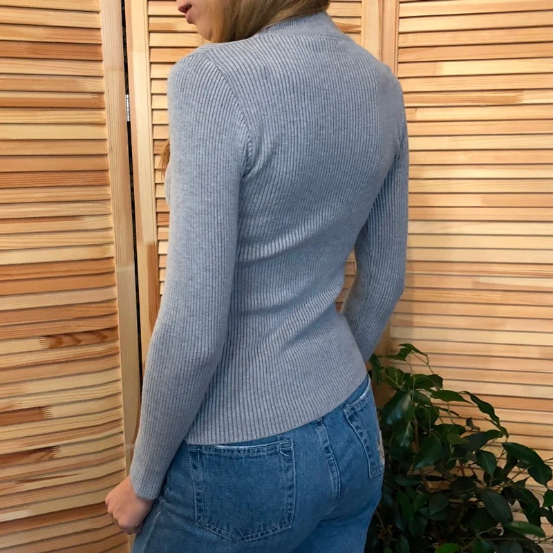 Вязаный свитер с высоким воротником Женский Повседневный пуловер женские