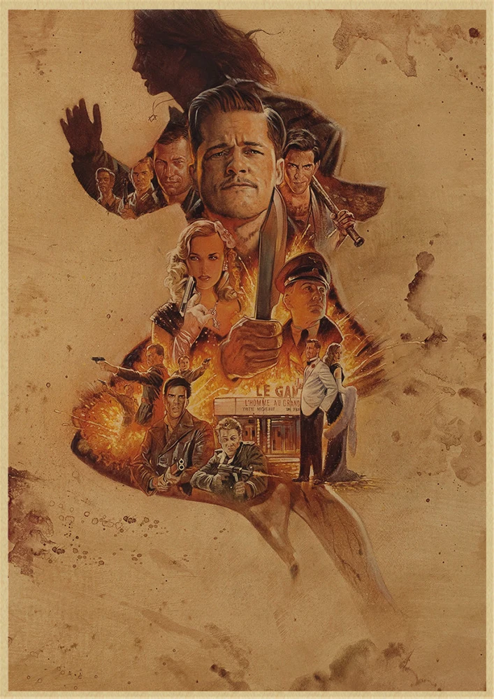 Inglourious Basterds Квентин Тарантино Классические фильмы домашний интерьер украшения Крафт Фильм плакат рисунок core наклейки на стену