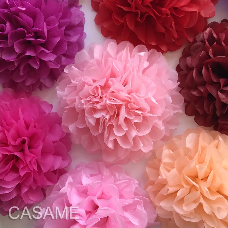 10 шт 1" /25 см папиросная бумага Pom Poms Цветочные шары Свадьба Вечерние помпоны из оберточной бумаги Свадебная вечеринка украшения Ремесло Цветок