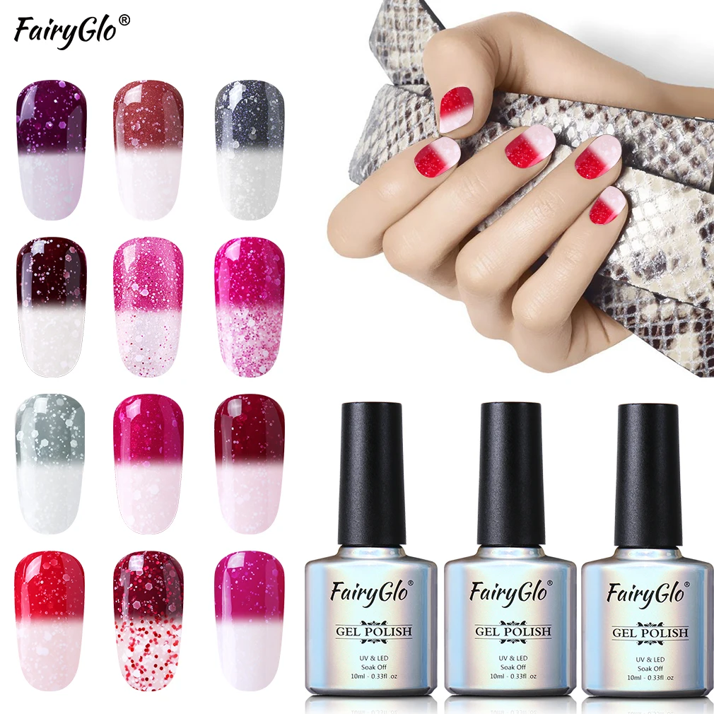 FairyGlo 10 мл Гель-лак для ногтей Снежный термальный Хамелеон Изменение температуры