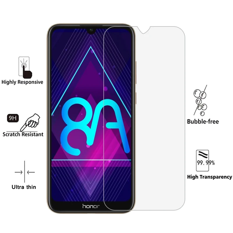 Закаленное стекло для Huawei Honor 8A 2 шт. Защита экрана зеркальная фотография HD пленка