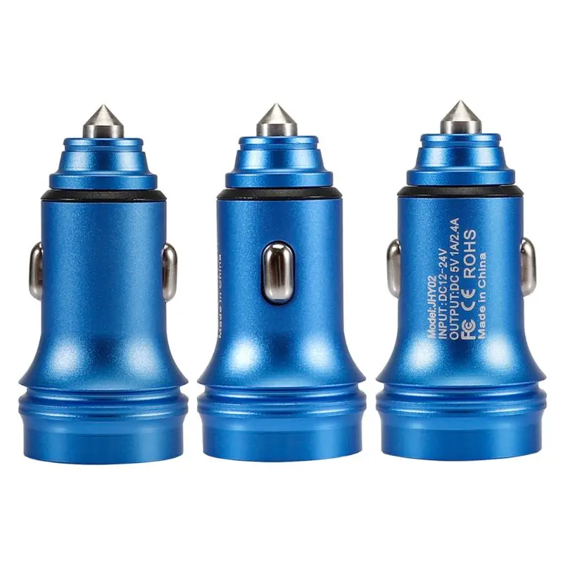 Автомобильное зарядное устройство с двумя USB портами алюминиевый сплав быстрая