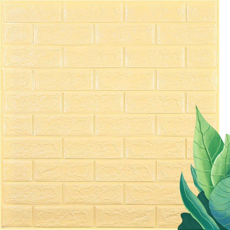 Light Yellow 3D настенные наклейки имитация кирпича Декор для спальни водонепроницаемые самоклеящиеся обои для гостиной кухни ТВ декорации 70*77 - Цвет: Light Yellow