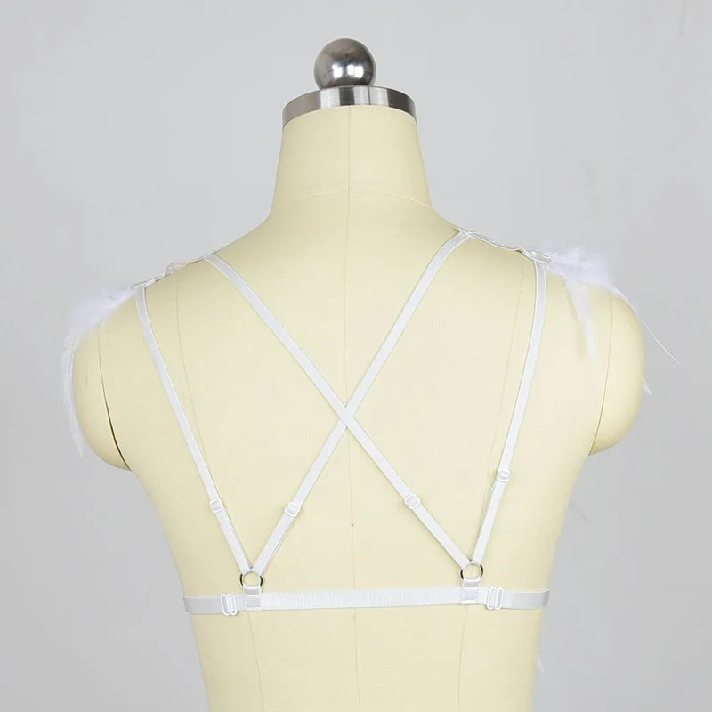 Перьевые эполеты и ремни для тела экстра большие Наплечные части в черно-белом