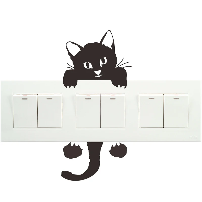 5 шт. наклейки на стену в виде черной кошки|sticker for kids room|stickers wall stickersswitch sticker |