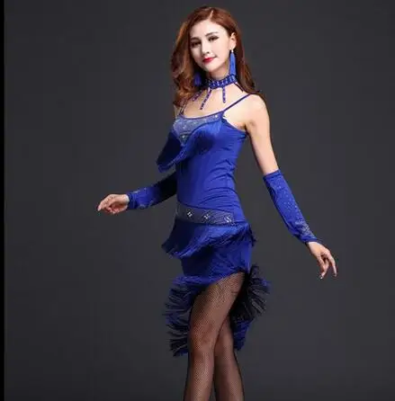 Новинка 2017 женское платье с бахромой Rumba Samba Cha танцевальная одежда бальное Танго