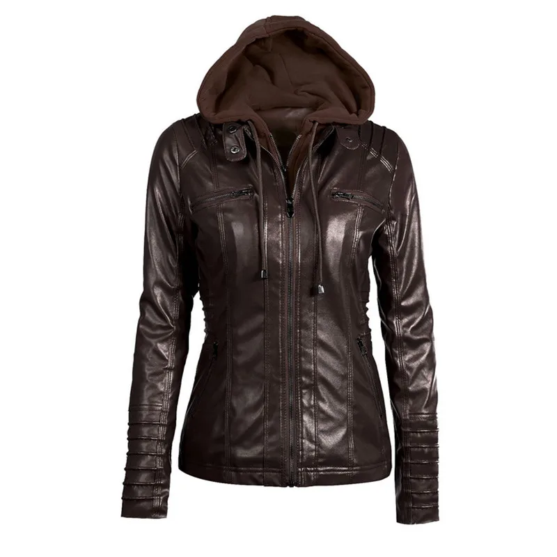 Женская байкерская куртка из ПУ кожи на молнии с капюшоном|winter women|jacket 6xljacket pu |