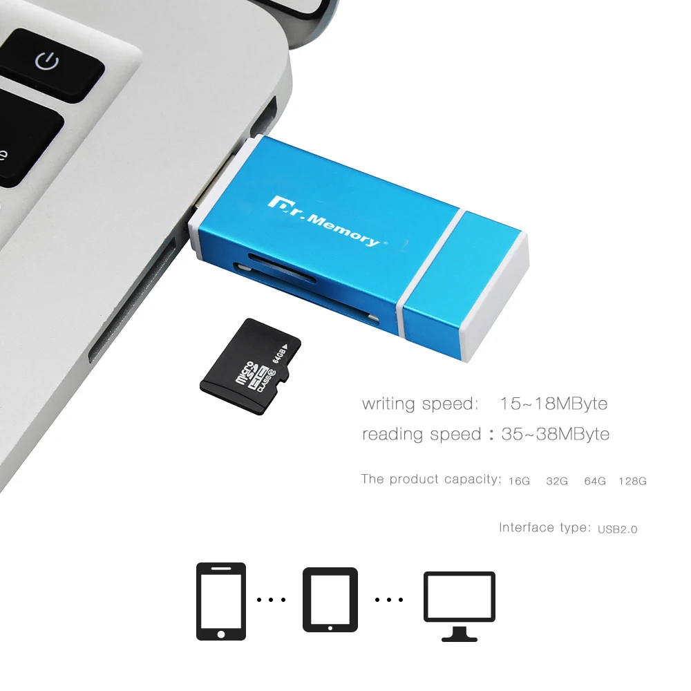 Картридер Dr.Memory 3 в 1 Lightning/Micro USB/USB 2 0 для iphone 6s 7 plus металлический Android OTG Micro SD|adapt