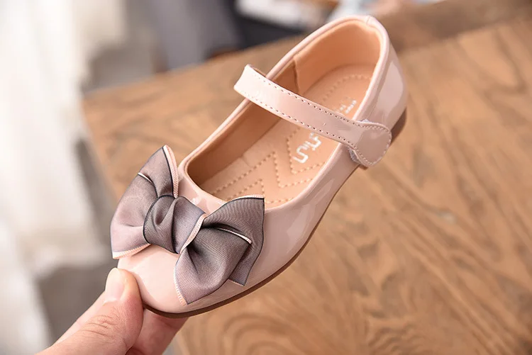 New Children's Bowknot Solid Princess Birthday Party Flats PU Leather Shoes Girls Casual Loafers sapato infantil | Детская одежда и