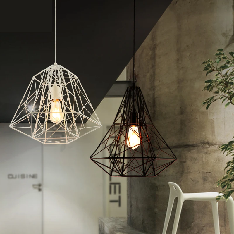 Droplight железная винтажная Алмазная клетка Ретро подвеска освещение бар для
