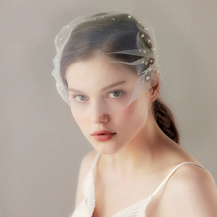 Свадебная вуаль с жемчугом и бусинами свадебная фата в виде птичьей клетки