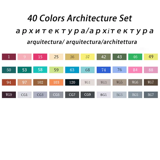 40 architecture set TOUCHNEW 30/40/60/80/168 Цвета маркер для белой доски двойной головкой набор маркеров для эскизов для рисования манга анимация дизайн товары для рукоделия - Цвет: 40 architecture set