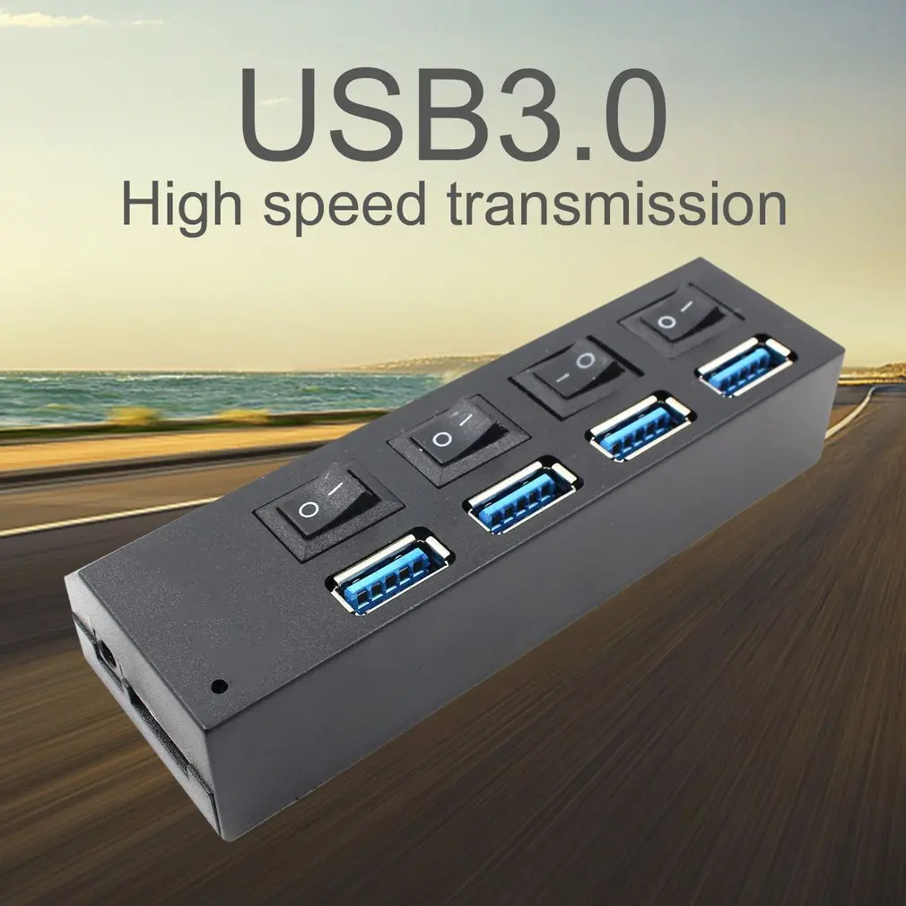 Высокоскоростной 4 порта USB 3 0 концентратор с переключателем вкл/выкл адаптер