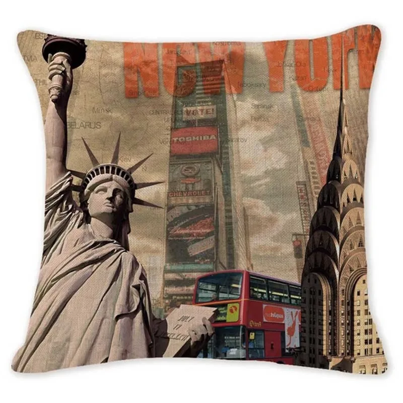 Индивидуальные наволочки животные всемирно известный город для подушек