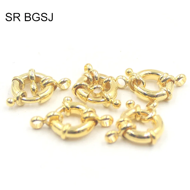 Free Shipping 5 Pcs 14mm Jewelry Accessories Design DIY Making Gold Plated Ring Spring Clasp|Ювелирная фурнитура и