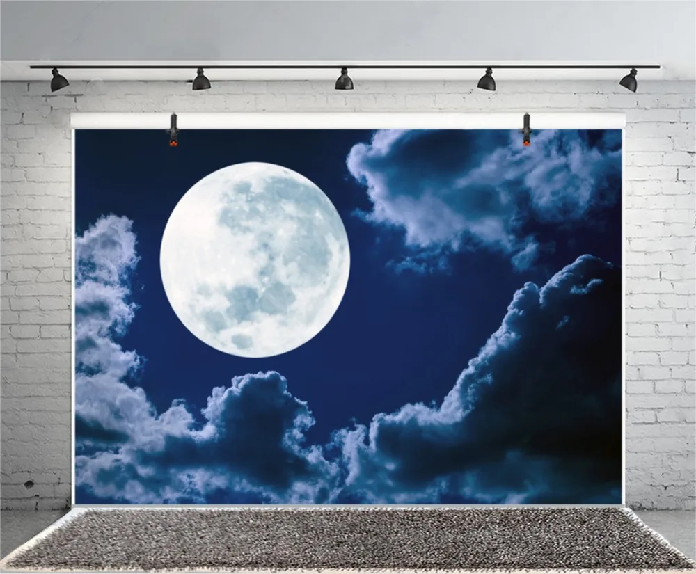 Laeacco Moon Темный облачный сон ребенок портрет ночь живописный фотографический фон