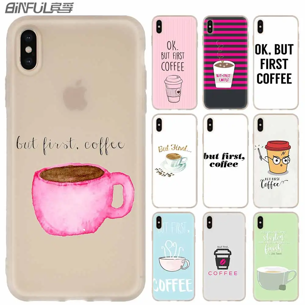 Силиконовый мягкий чехол для iPhone 11 12 Pro X XS Max XR iphone 8 7 6 Plus 5 5s SE Coffee Funny 2020|Бамперы| |