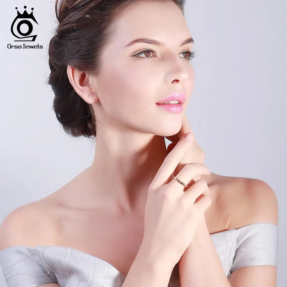 ORSA JEWELS классическое подлинное 925 пробы Серебряное кольцо вечности AAA кубическое женское кольцо с цирконом свадебное обручальное ювелирное изделие SR51