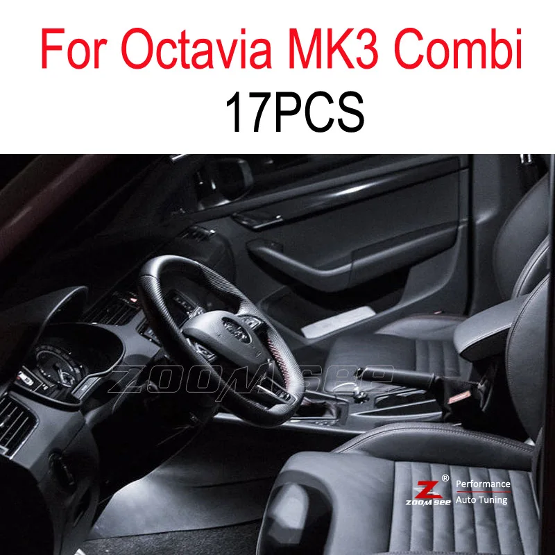 MK3 Combi - 17PCS Идеальные белые светодиодные с Canbus лампы Интерьер Купол Карта огни лампы Комплект для шкода Октавия 1 2 3 MK1 MK2 MK3 седан Combi(1996 - Испускаемый цвет: MK3 Combi - 17PCS
