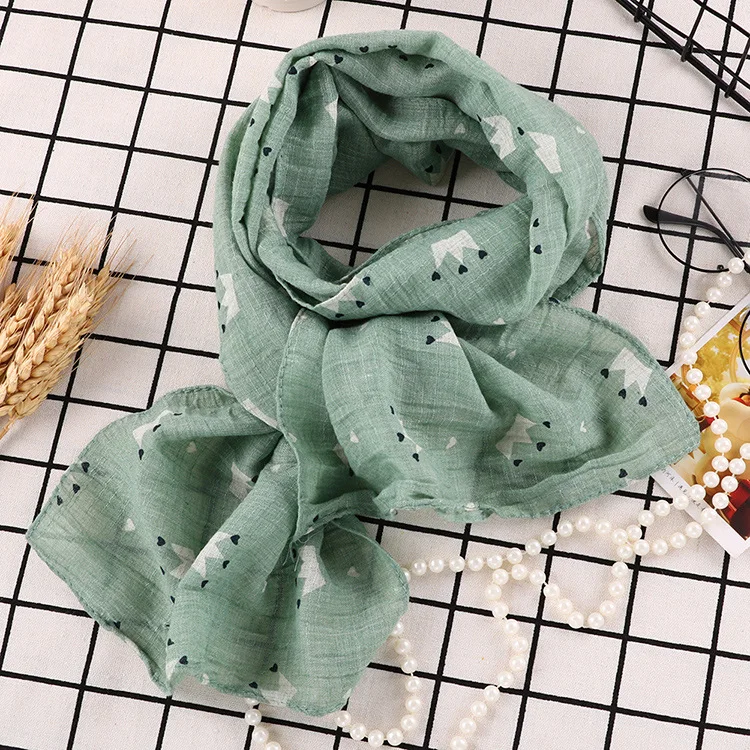 Grass green crown Модный детский шарф с принтом короны, весенний хлопковый шейный платок для маленьких мальчиков и девочек, милая теплая шаль, шарфы хиджабы - Цвет: Grass green crown