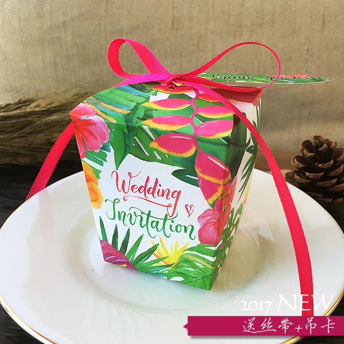 50 шт. европейская трапециевидная коробка &quotсвадебные приглашения&quot зеленая